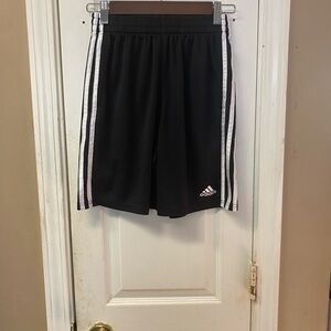 adidas Black Shorts with White Three-Stripes